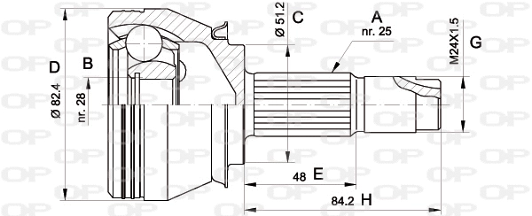 Jeu de joints, arbre de transmission OPEN PARTS CVJ5524.10