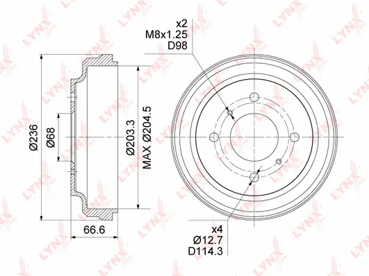Tambour de frein LYNXAUTO BM-1114