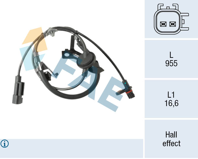 Capteur, vitesse de roue FAE 78596