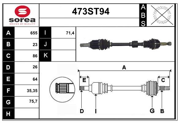 Arbre de transmission STARTCAR 473ST94