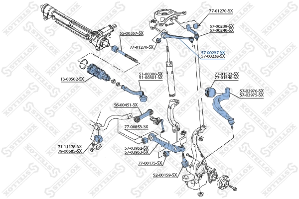 Bras de liaison, suspension de roue STELLOX 57-00237-SX