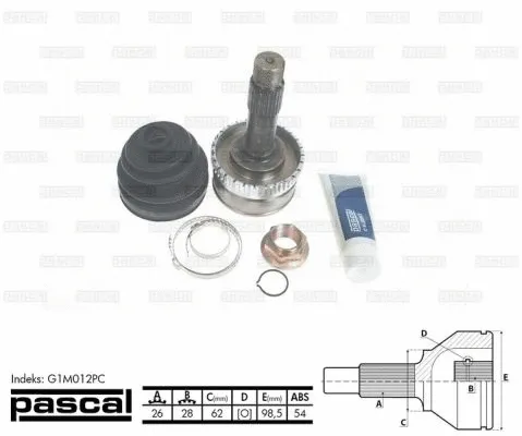 Jeu de joints, arbre de transmission PASCAL G1M012PC
