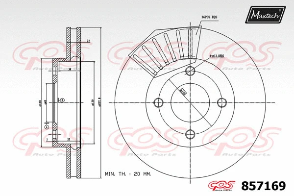 Disque de frein MAXTECH 857169