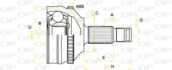 Jeu de joints, arbre de transmission OPEN PARTS CVJ5222.10