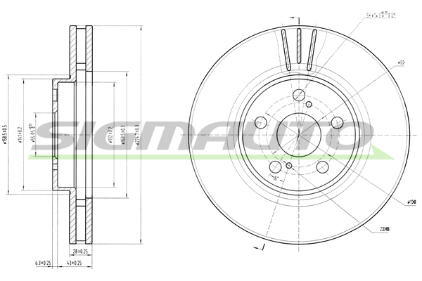 Disque de frein SIGMAUTO DBA957V