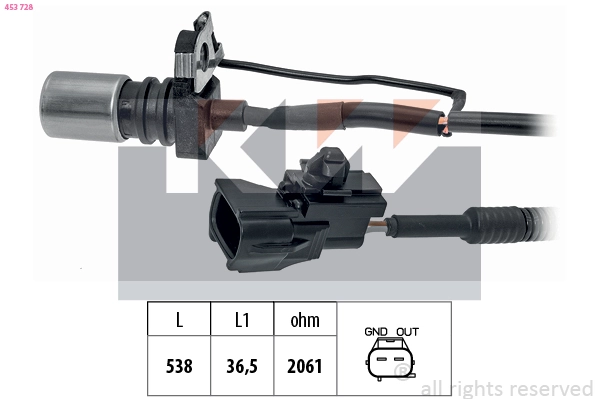 Capteur d'angle, vilebrequin KW 453 728