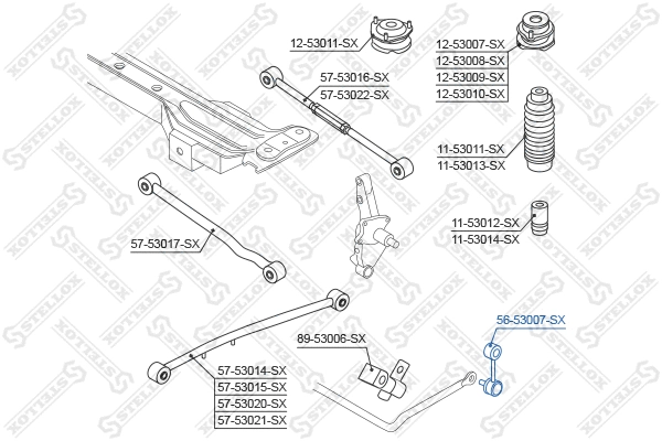Entretoise/tige, stabilisateur STELLOX 56-53007-SX