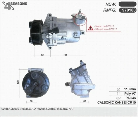 Compresseur, climatisation AHE 970100
