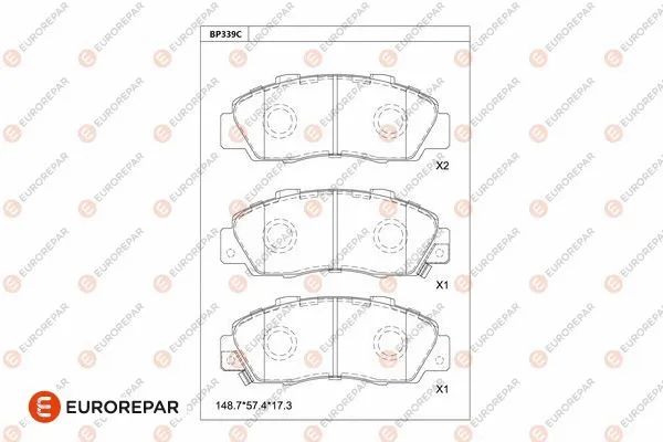 Kit de plaquettes de frein, frein à disque EUROREPAR 1681274980