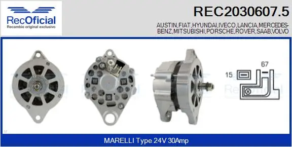 Alternateur RECOFICIAL REC2030607.5