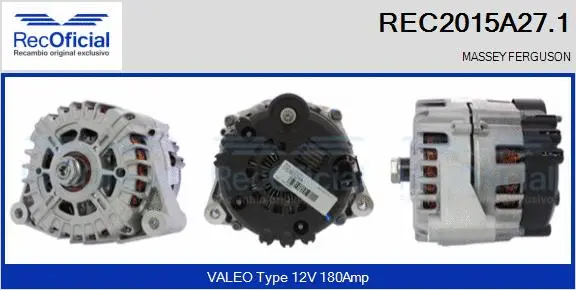 Alternateur RECOFICIAL REC2015A27.1