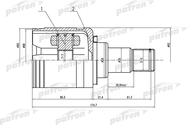 Jeu de joints, arbre de transmission PATRON PCV1570