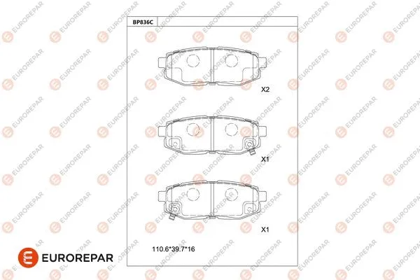 Kit de plaquettes de frein, frein à disque EUROREPAR 1681247380