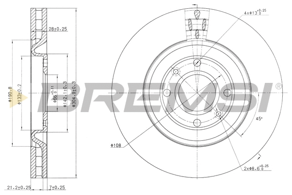 Disque de frein BREMSI CD7065V