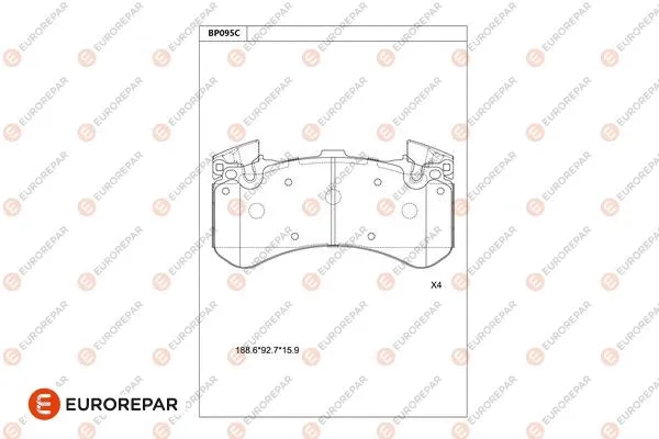 Kit de plaquettes de frein, disque de frein de stationnement EUROREPAR 1681268880