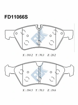 Kit de plaquettes de frein, frein à disque FBK FD11066S