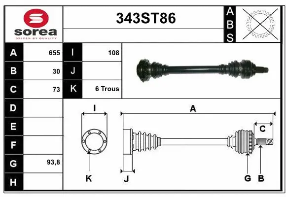 Arbre de transmission STARTCAR 343ST86