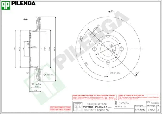 Disque de frein PILENGA V662