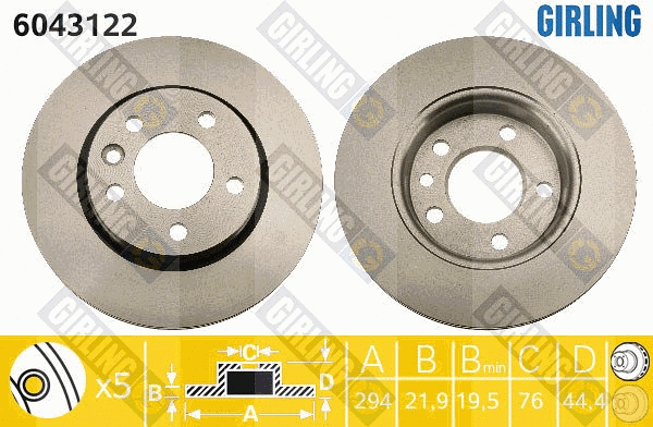 Disque de frein GIRLING 6043122