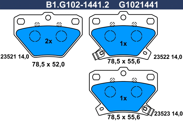 Kit de plaquettes de frein, frein à disque GALFER B1.G102-1441.2