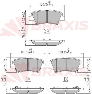 Kit de plaquettes de frein, frein à disque BRAXIS AA0602