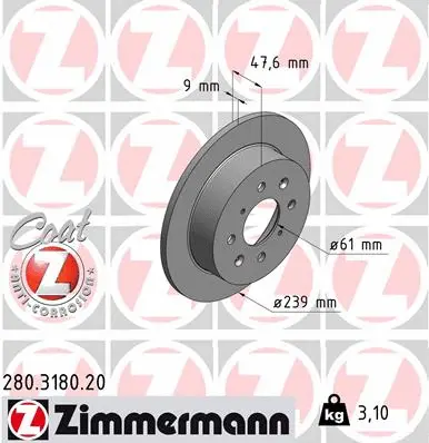 Disque de frein ZIMMERMANN 280.3180.20