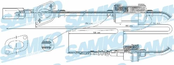 Tirette à câble, commande d'embrayage SAMKO C0070C