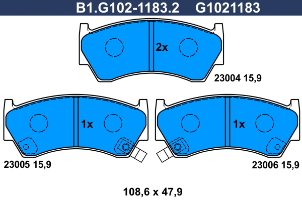 Kit de plaquettes de frein, frein à disque GALFER B1.G102-1183.2