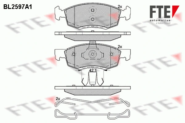 Kit de plaquettes de frein, frein à disque FTE 9010848