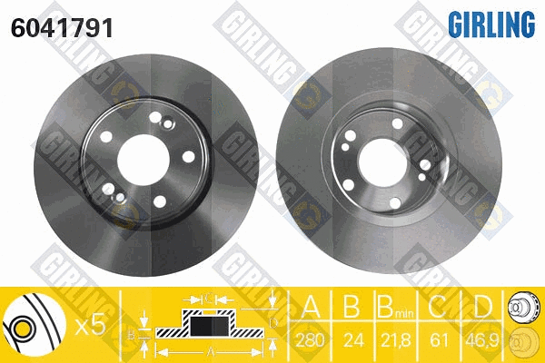 Disque de frein GIRLING 6041791