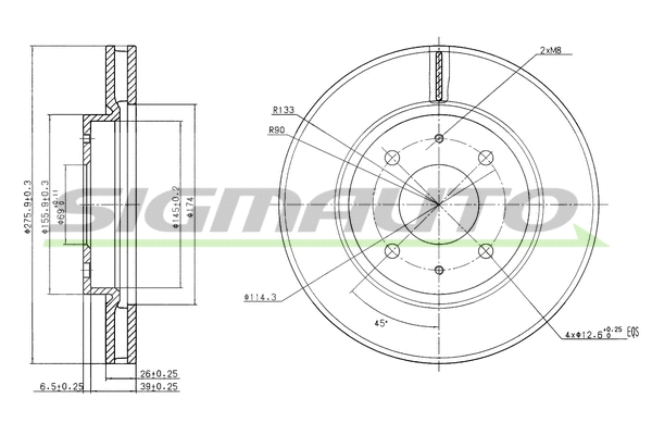 Disque de frein SIGMAUTO DBB845V