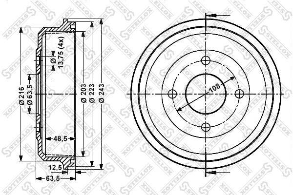 Tambour de frein STELLOX 6025-2532-SX