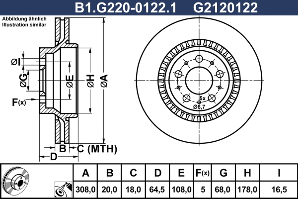 Disque de frein GALFER B1.G220-0122.1