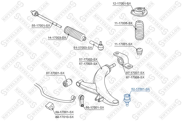 Rotule de suspension STELLOX 52-17001-SX