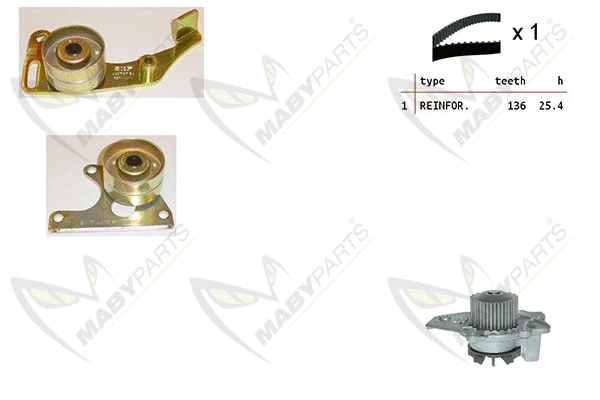 Pompe à eau + kit de courroie crantée MABYPARTS OBKWP0112