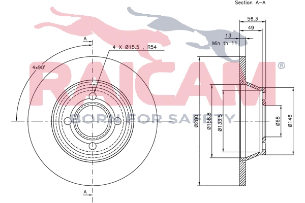 Disque de frein RAICAM RD00868