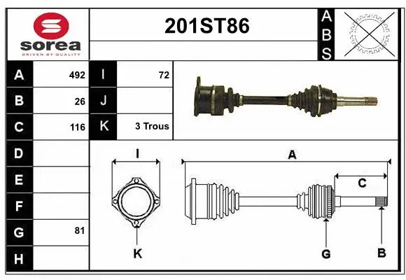 Arbre de transmission STARTCAR 201ST86