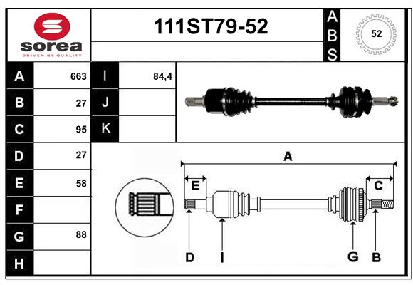 Arbre de transmission STARTCAR 111ST79-52