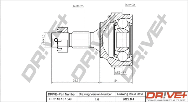 Jeu de joints, arbre de transmission Dr!ve+ DP2110.10.1549