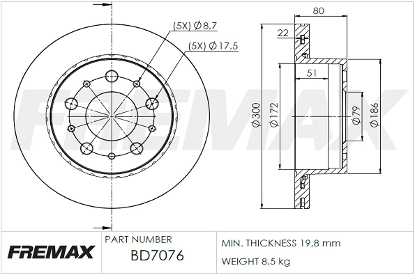 Disque de frein FREMAX BD-7076