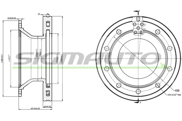 Disque de frein SIGMAUTO DB0336V