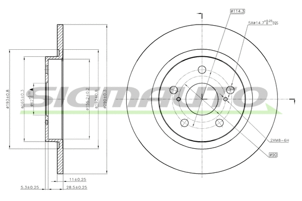 Disque de frein SIGMAUTO DBB755S