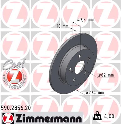 Disque de frein ZIMMERMANN 590.2856.20