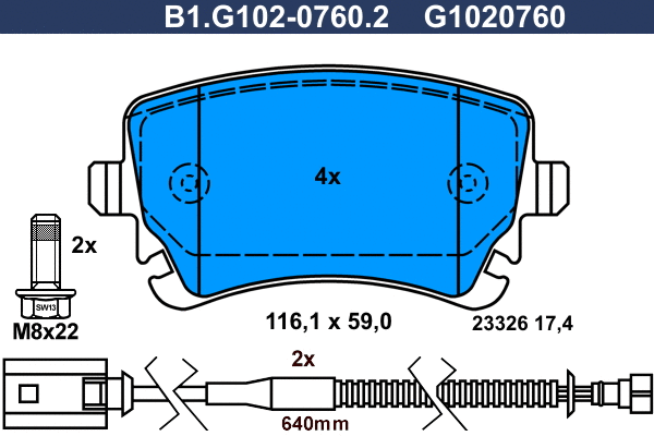 Kit de plaquettes de frein, frein à disque GALFER B1.G102-0760.2