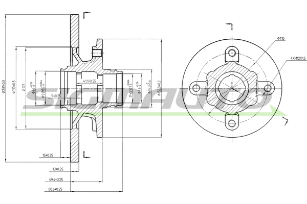 Disque de frein SIGMAUTO DBA114S