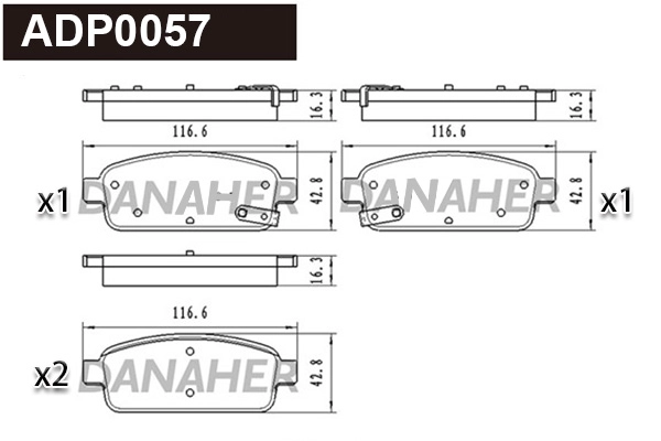 Kit de plaquettes de frein, frein à disque DANAHER ADP0057