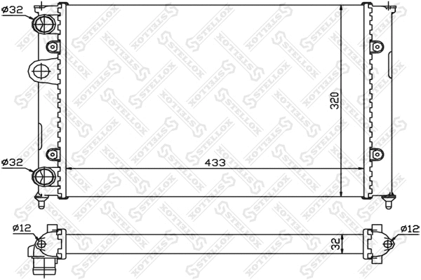 Radiateur, refroidissement du moteur STELLOX 10-25068-SX