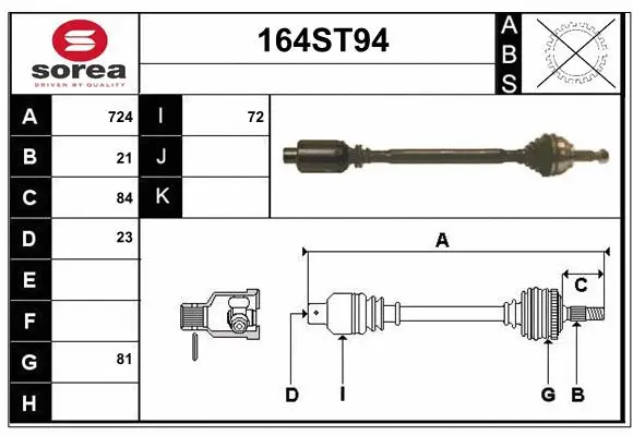 Arbre de transmission STARTCAR 164ST94
