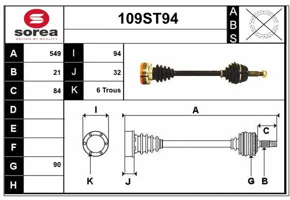 Arbre de transmission STARTCAR 109ST94