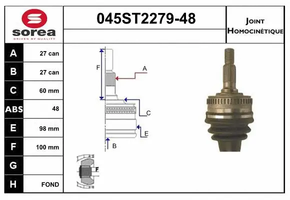 Jeu de joints, arbre de transmission STARTCAR 045ST2279-48